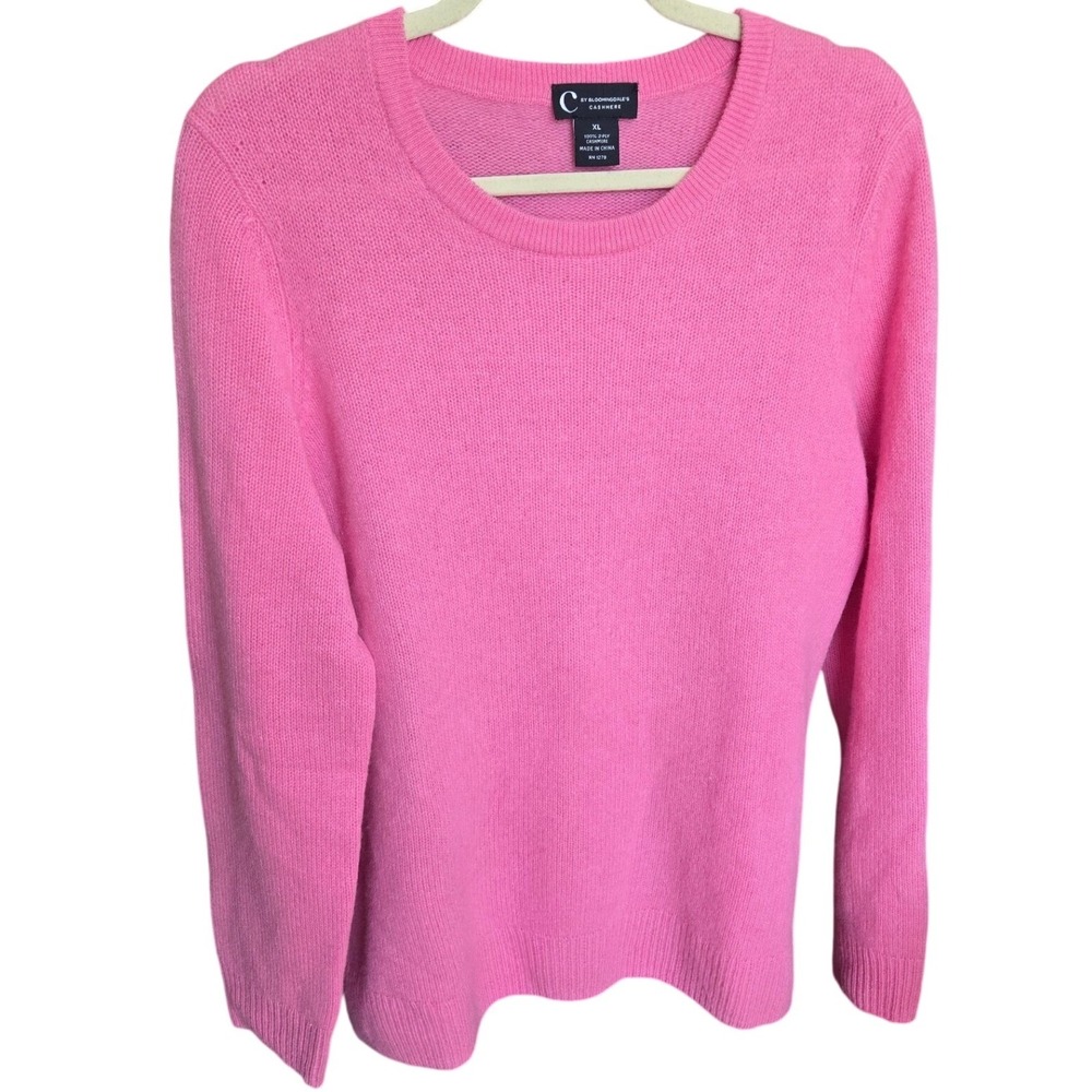 Bloomingdales Women's Cashmere Sweater Pullover Crewneck Long Sleeve Hot Pink XL